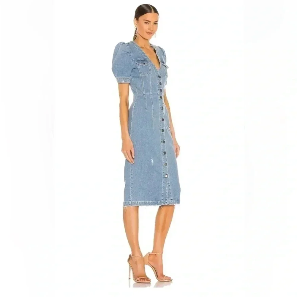 Retrofête Annie Dress Laguna Denim Distressed Dress Size XS - Picture 2 of 6